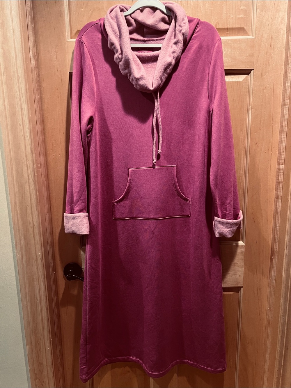 NWT Women’s Pink Pajamagram Fleece Lined Cozy Nightgown Cowl Neck Sleep Dress M